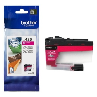 Cartucho de tinta Brother LC426M magenta com embalagem azul e branca