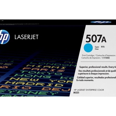 Caixa de toner HP LaserJet 507A cor ciano para impressora