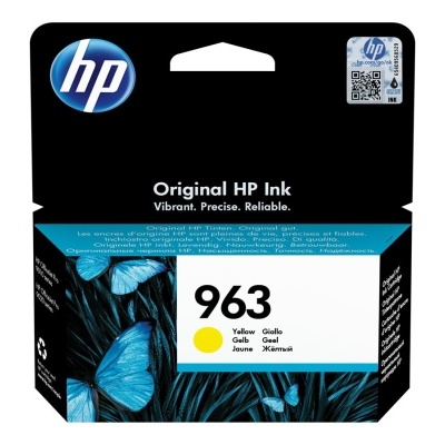 Embalagem de tinteiro HP 963 amarelo com borboletas azuis