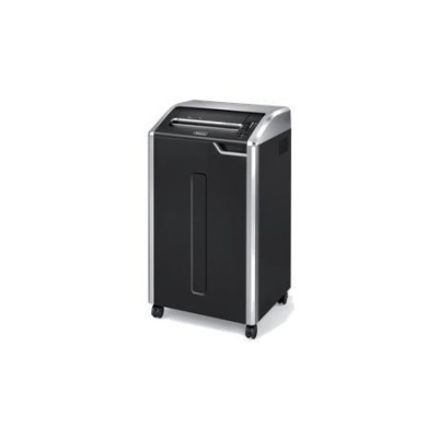 Triturador de papel preto e cinzento com rodas