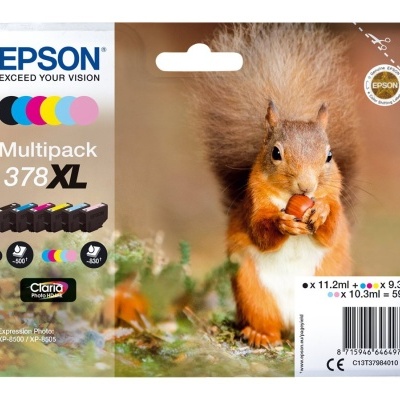 Embalagem de multipack Epson 378 XL com imagem de esquilo