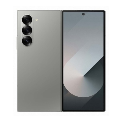 Smartphone cinza fosco com três câmaras traseiras e ecrã grande