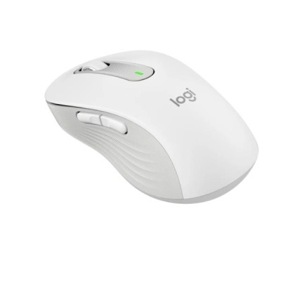 Rato sem fios branco com botões laterais e roda de scroll cinzenta