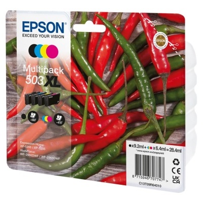 Embalagem de tinteiros Epson 503 XL com pimentos verdes e vermelhos