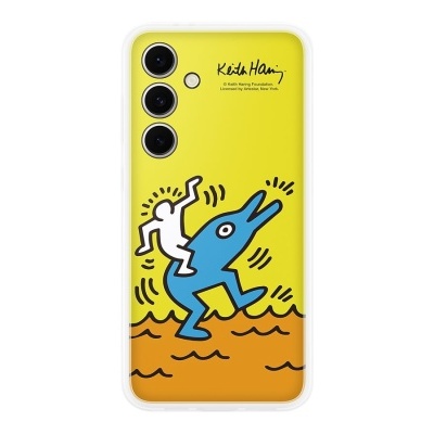 Capa amarela para smartphone com ilustração de Keith Haring