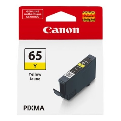 Cartucho de tinta Canon amarelo para impressora PIXMA na embalagem