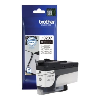 Cartucho de tinta Brother LC3237 BK preto com embalagem azul e branca