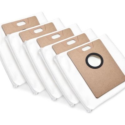 Sacos de aspirador brancos com placas superiores castanhas e buraco circular