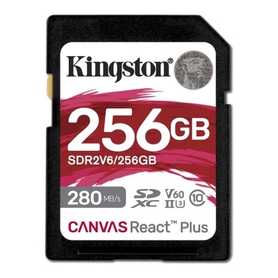 Cartão de memória Kingston 256GB Canvas React Plus