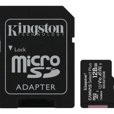 Cartão microSD Kingston Canvas Go Plus 128GB com adaptador Micro SD preto