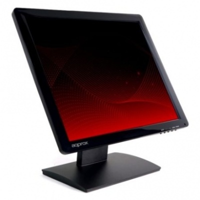 Monitor de computador quadrado preto com padrão vermelho no ecrã