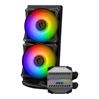 Radiador de refrigeração líquida para computador com ventoinhas RGB e bomba MSI