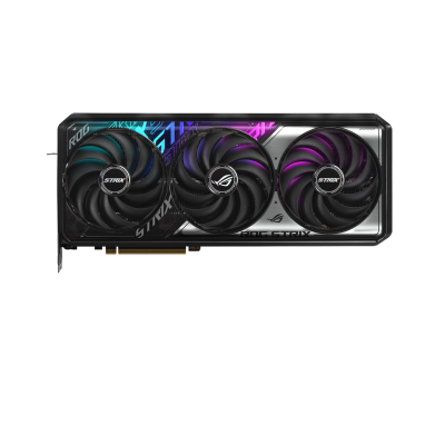 Placa gráfica ROG STRIX com três ventoinhas e iluminação RGB