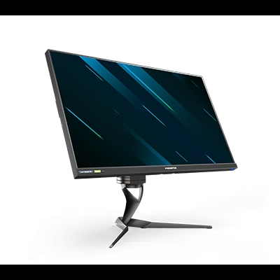 Monitor de computador preto com suporte ajustável