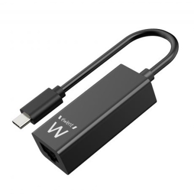 Adaptador USB tipo C preto com conetor Ethernet e texto eGizwitt W