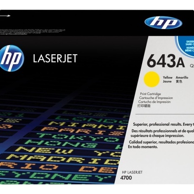 Caixa de tinta para impressora HP LaserJet 643A amarela