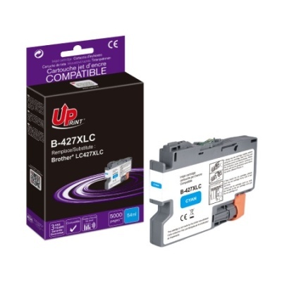 Cartucho de tinta ciano UP print B-427XLC com embalagem preta e roxa