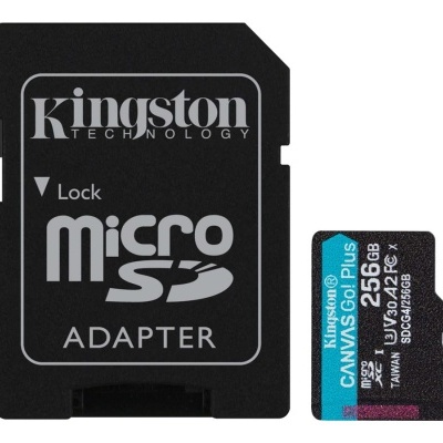 Cartão microSD Kingston Canvas Go! Plus 256GB com adaptador microSD para SD preto