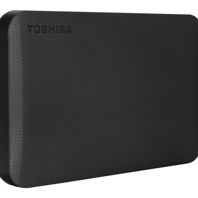 Disco rígido externo preto TOSHIBA com superfície texturizada