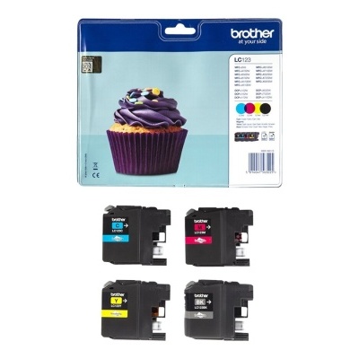 Embalagem e quatro tinteiros para impressora Brother LC123
