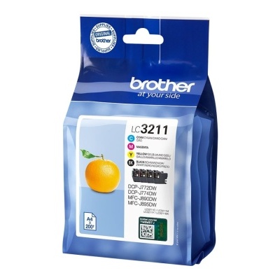 Cartucho de tinta Brother LC3211 para impressora em embalagem azul
