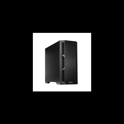 Caixa de computador preta com textura metalizada escovada