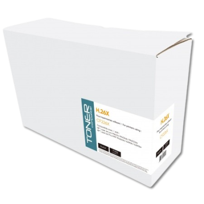 Caixa branca com etiqueta de toner H.26X para impressora