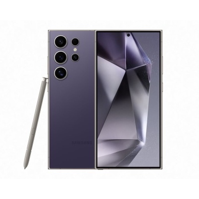 Smartphone Samsung roxo com múltiplas câmaras e caneta S Pen