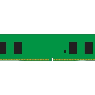 Módulo de memória RAM verde com chips pretos e contactos dourados