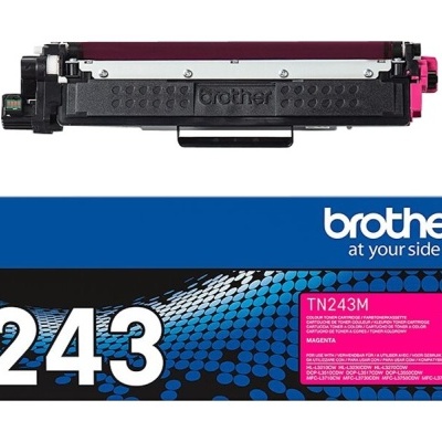 Cartucho toner Brother TN243M magenta com embalagem azul e preta