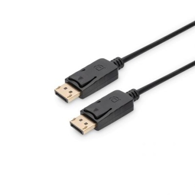 Cabo preto com conectores DisplayPort em ambas extremidades