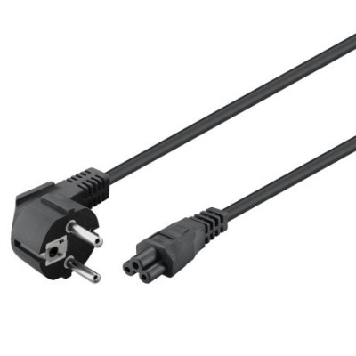 Cabo elétrico preto com ficha macho e ficha fêmea de três pinos redondos