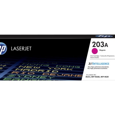 Cartucho de toner HP LaserJet 203A CF543A magenta em caixa preta