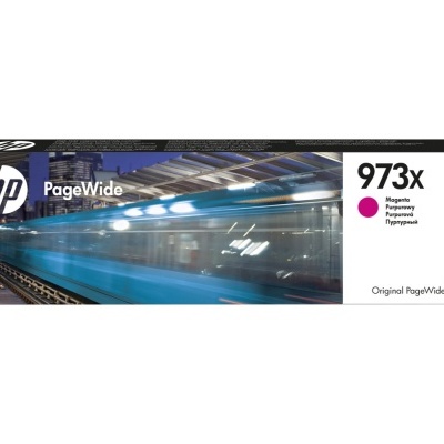 Cartucho de tinta HP PageWide 973x magenta em embalagem