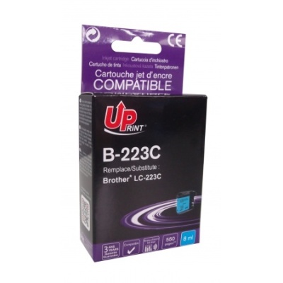 Cartucho de tinta UP RINT B-223C preto para impressora Brother LC-223C na embalagem preta e roxa