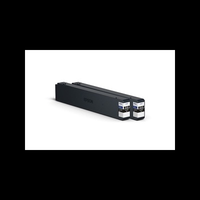 Cartucho de tinta Epson preto com rótulos brancos sobre fundo branco