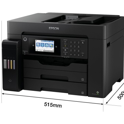 Impressora multifunções Epson preta com visor digital e teclado numérico