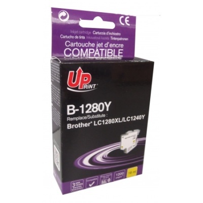 Cartucho de tinta amarelo UP Print B-1280Y para Brother LC1280XL/LC1240Y em embalagem preta e roxa