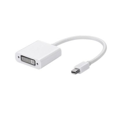 Adaptador Mini DisplayPort para DVI branco com cabo flexível