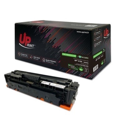 Cartucho de toner preto HP 415A W2024A com embalagem UPrint preta e detalhes vermelhos e rosa