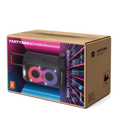 Caixa de som portátil JBL PartyBox Stage na embalagem