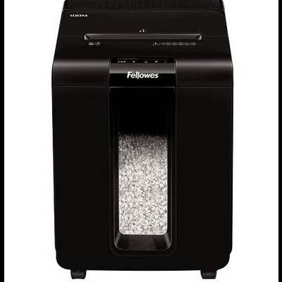 Fragmentadora de papel preta Fellowes 100M com visor de papel triturado