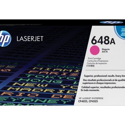 Cartucho toner HP LaserJet 648A magenta em embalagem