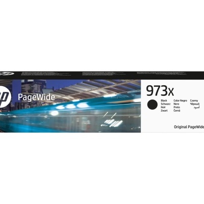 Cartucho de tinta HP PageWide 973x preto em embalagem branca e preta