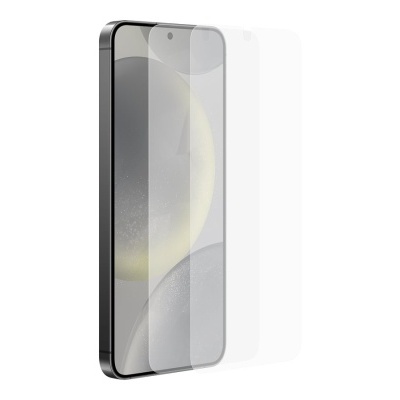 Smartphone preto com película protetora transparente sobre o ecrã