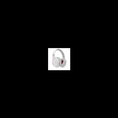 Auriculares sem fios brancos com detalhes vermelhos