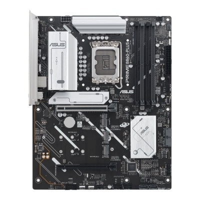 Placa-mãe ASUS PRIME H610-PLUS preto e prata com vários slots e dissipadores