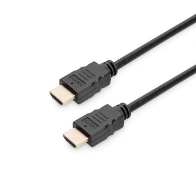 Cabo HDMI preto com conectores retangulares em dourado