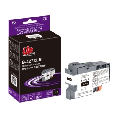 Cartucho de tinta preto compatível Brother LC427XLBK e embalagem