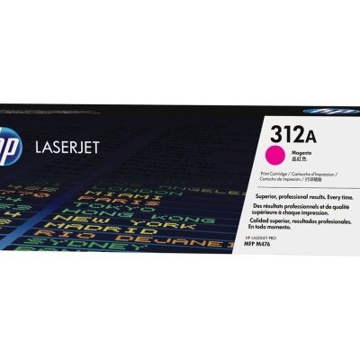 Cartucho toner HP LaserJet 312A magenta em embalagem preta